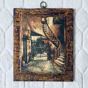 framed print titled "Four Courtyards" by O.L. Coleman, on Rustic wooden Frame